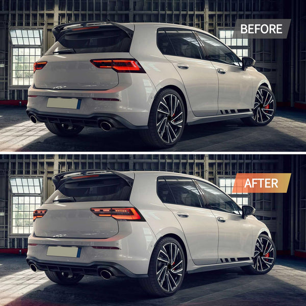 VLAND LED Rear Lights compatible with Golf MK8 Golf 8 2020-2023, w/Amber Sequential Indicator, Driver & Passenger Side - Smoked