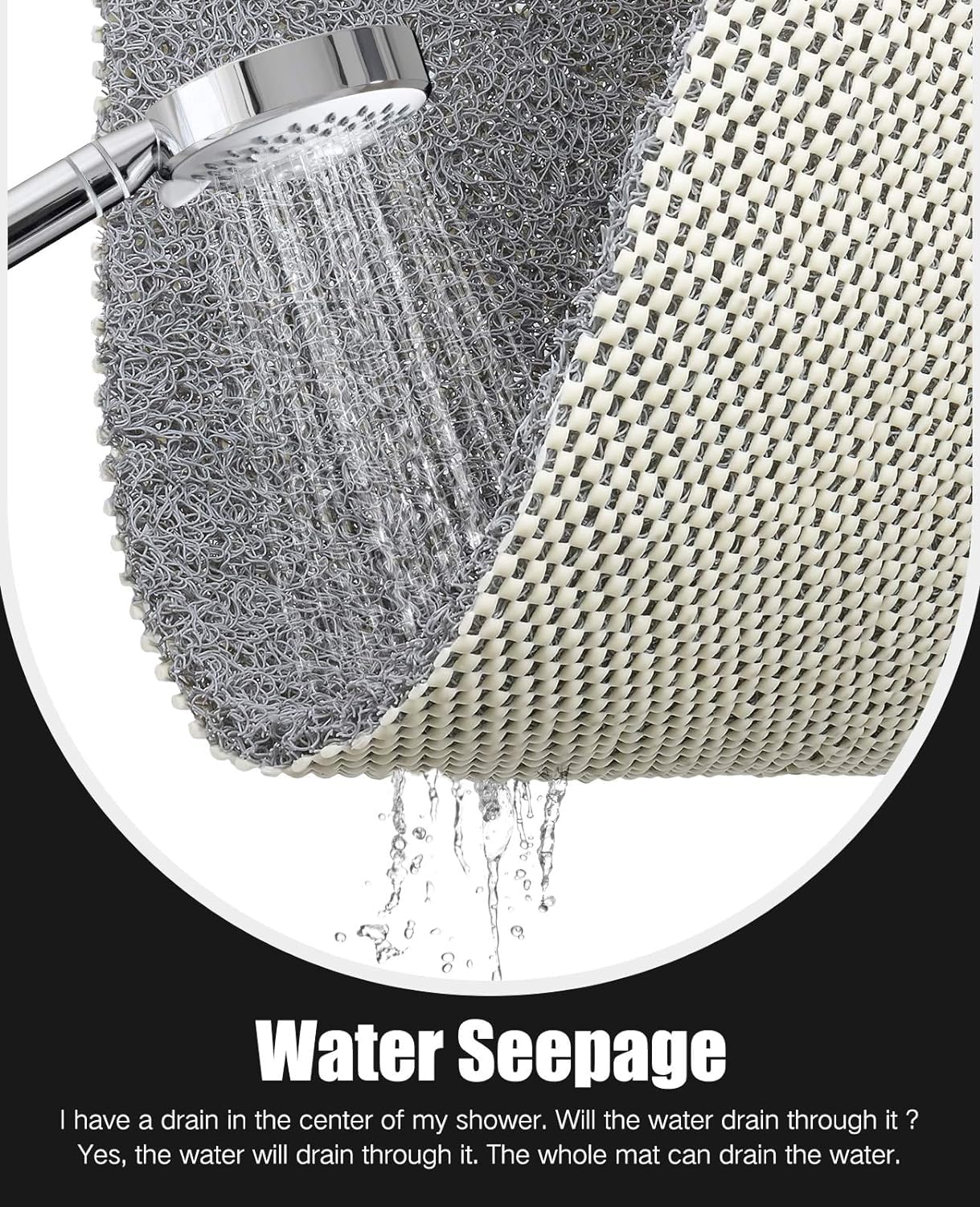 Loofah Mats for Shower, Non Slip Soft Textured Bath, Bathtub Mat with Drain, Phthalate Free, Quick Drying, Soft Comfort Bathroom Mats for Wet Areas