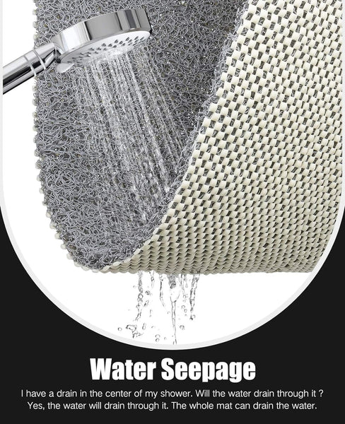 Loofah Mats for Shower, Non Slip Soft Textured Bath, Bathtub Mat with Drain, Phthalate Free, Quick Drying, Soft Comfort Bathroom Mats for Wet Areas