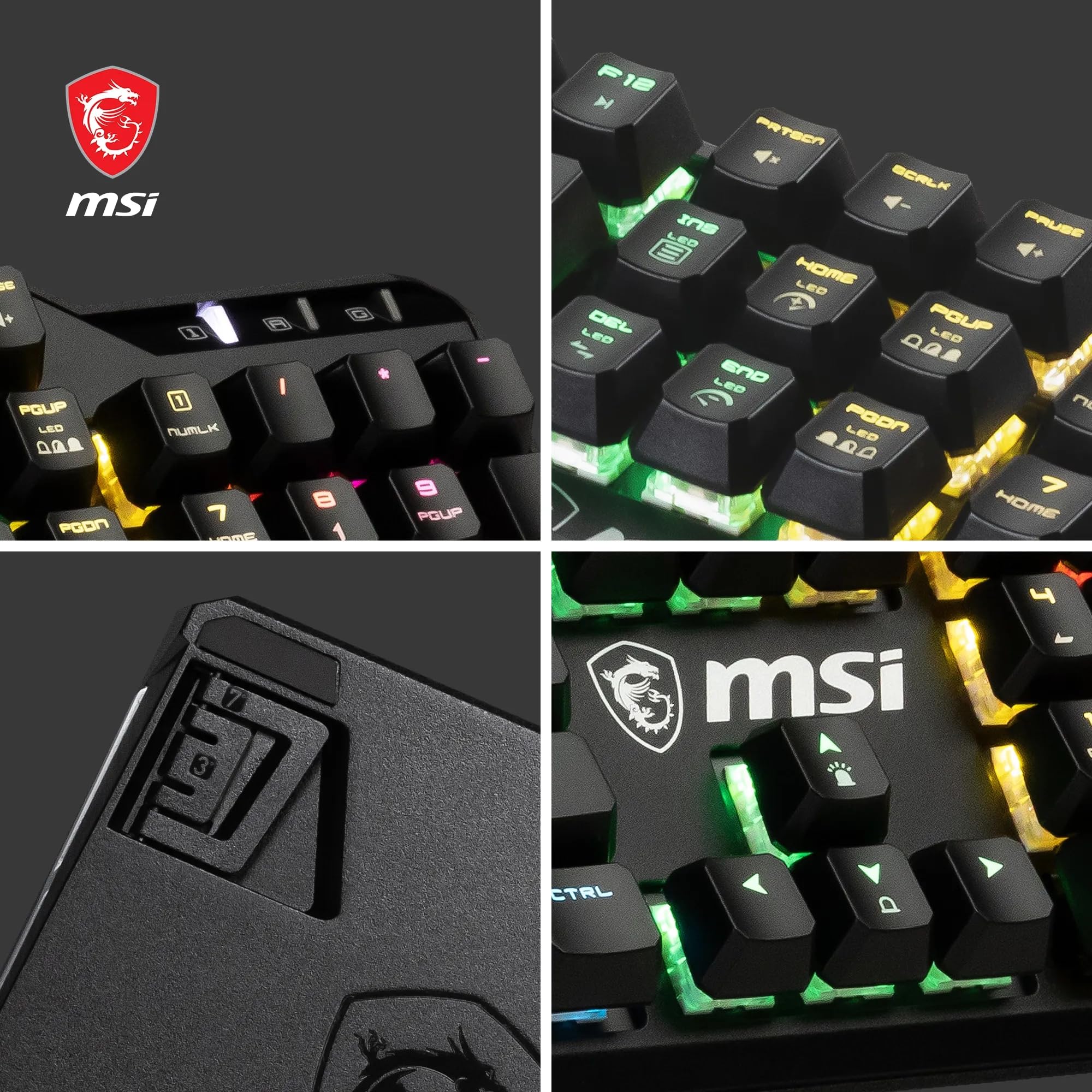 MSI Vigor GK71 Sonic Mechanical Gaming Keyboard (UK Layout) - MSI Sonic Red Switches (Linear), Ergonomic Keycaps, Anti-slip Base, Per-key RGB Mystic Light, USB 2.0 - Full-Sized