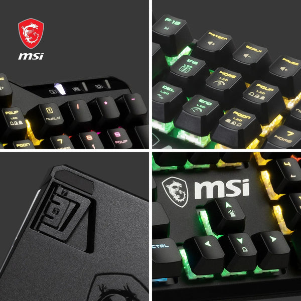 MSI Vigor GK71 Sonic Mechanical Gaming Keyboard (UK Layout) - MSI Sonic Red Switches (Linear), Ergonomic Keycaps, Anti-slip Base, Per-key RGB Mystic Light, USB 2.0 - Full-Sized