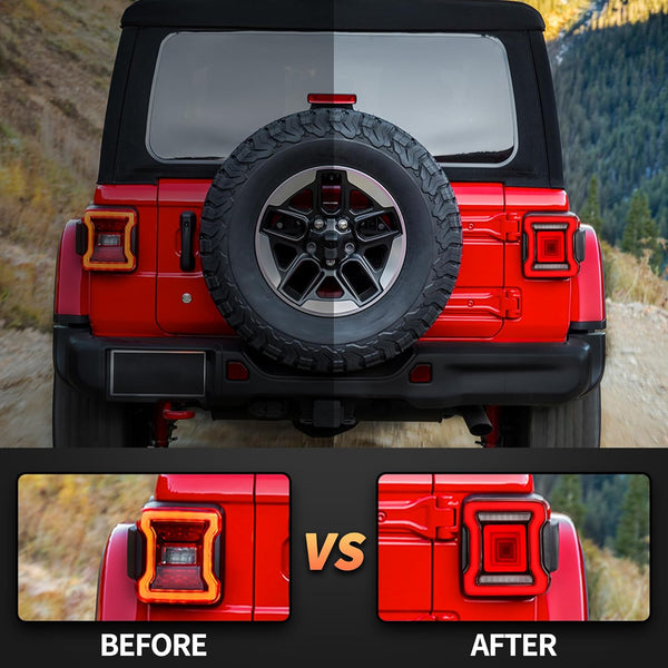 VLAND Compatible Rear Lights for J-eep Wrangler JL 2018-2023 4th Gen (Not Fit for 2018 Wrangler JK) Tail Light Set (Red)