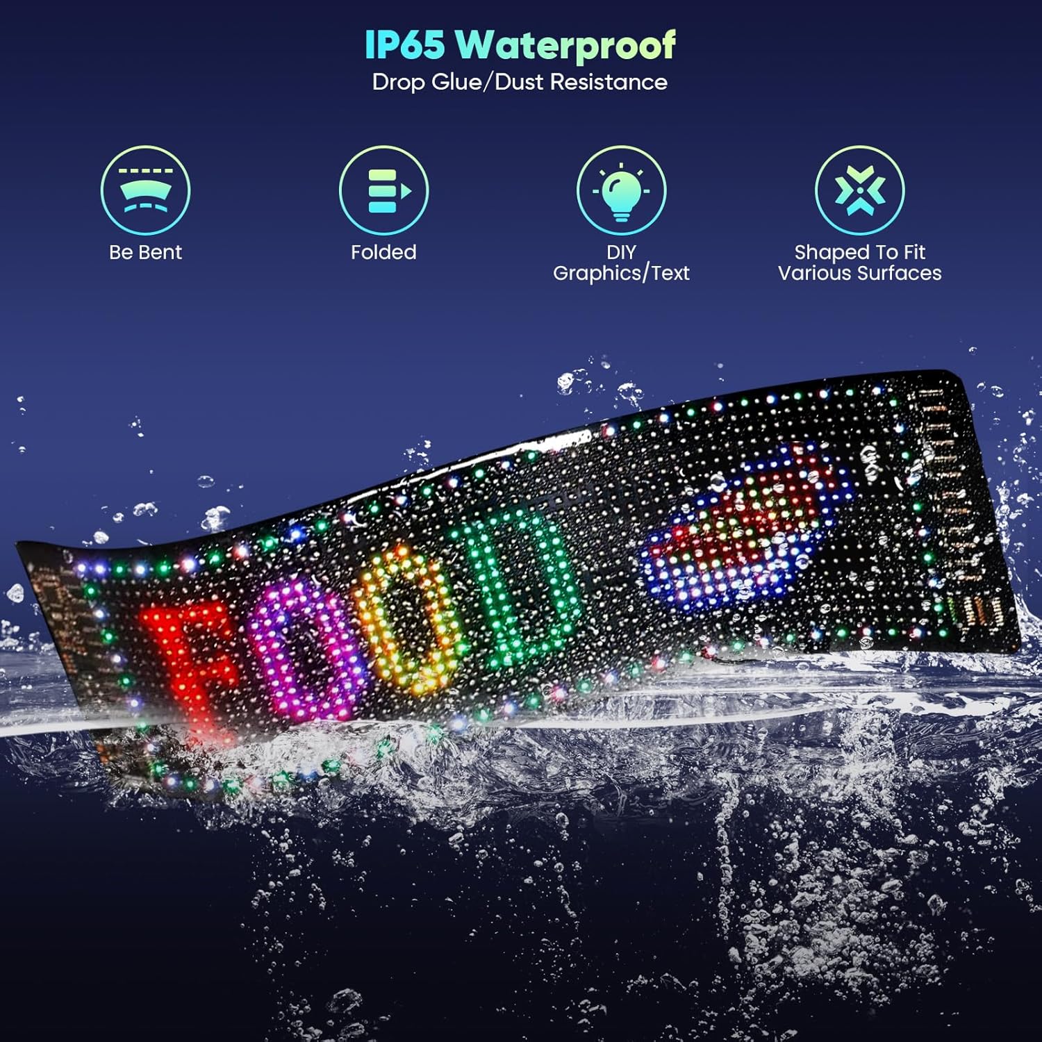 Gxpjycfob Devil Eyes Light for Trucks, Devil Eyes Light for Cars, LED Eyes for Trucks and Cars, Soft Screen for Car Windows, USB 5V Flexible LED Display, Dynamic LED Colourful Eye Lamp, 23.4" x 4.7"