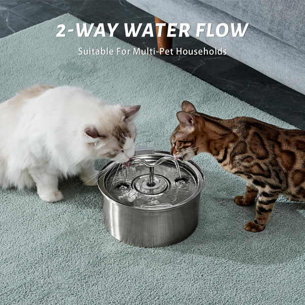 DOOOB Cat Water Fountain for Drinking, 3.2L Pet Water Fountain, Ultra Silent Stainless Steel Automatic Cat Fountain for Cats, Dogs and Other Pets