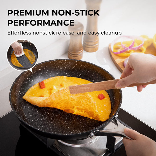 Fadware Non Stick Frying Pan 24cm, Induction Pan with Sturdy Stainless Steel Handle, Nonstick Pans for All Cooktops