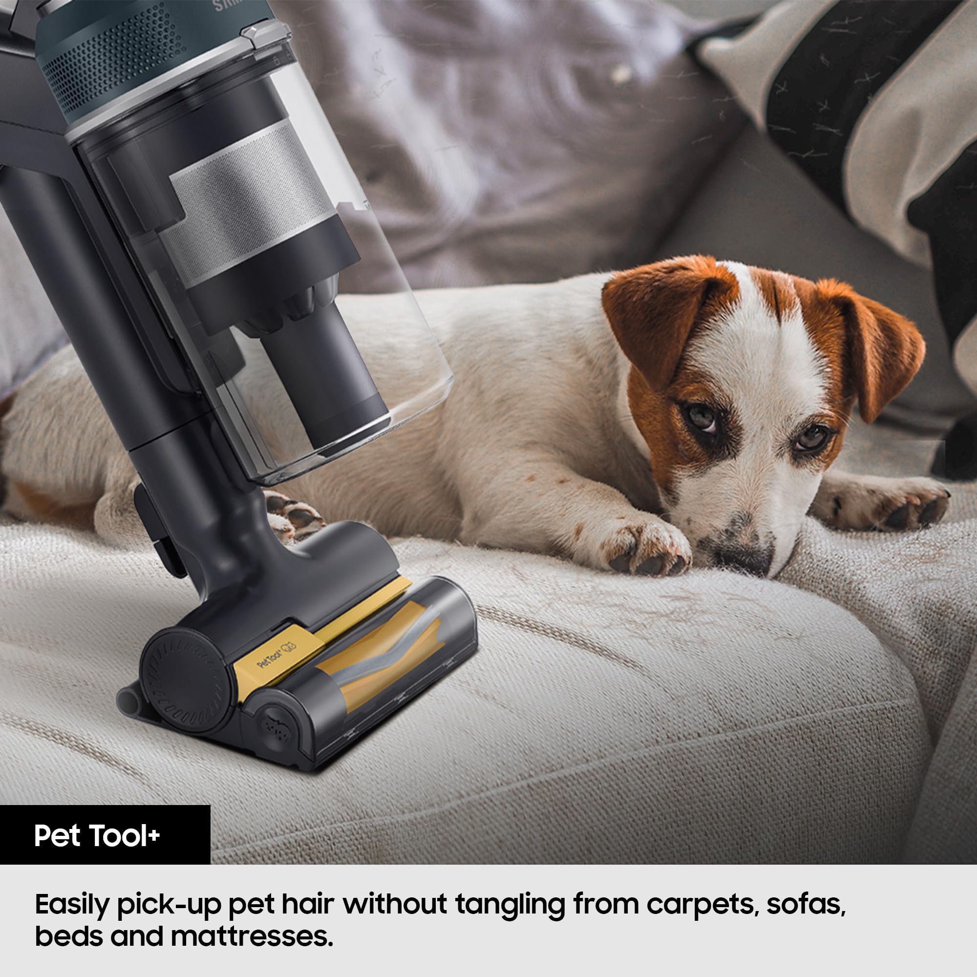 Samsung Jet 95 Pro 210W Cordless Stick Vacuum Cleaner with Pet Tool+ & spray spinning sweeper, Powerful cleaning, 60 mins Run time, Light weight design, VS20C9547TB/EU