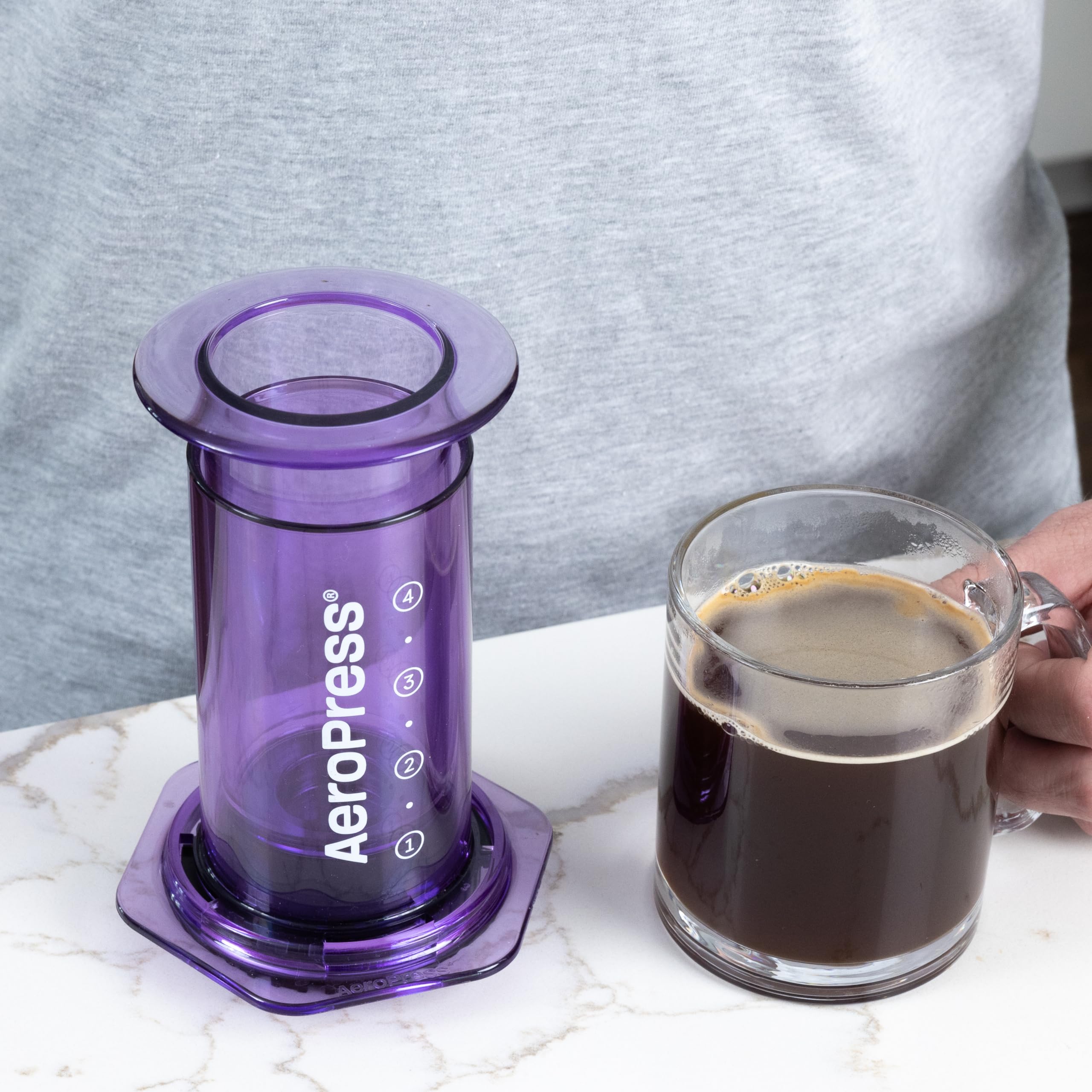 AeroPress Clear Coffee Press  3 In 1 Brew Method Combines French Press, Pourover, Espresso, Full Bodied Coffee Without Grit or Bitterness, Small