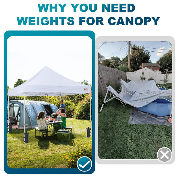 MASTERCANOPY Set of 4 Gazebo Sand Weights SandBags with Pothook for Pop Up Portable Folding Canopy, (Small, Black, Up to 31KG IN TOTAL)