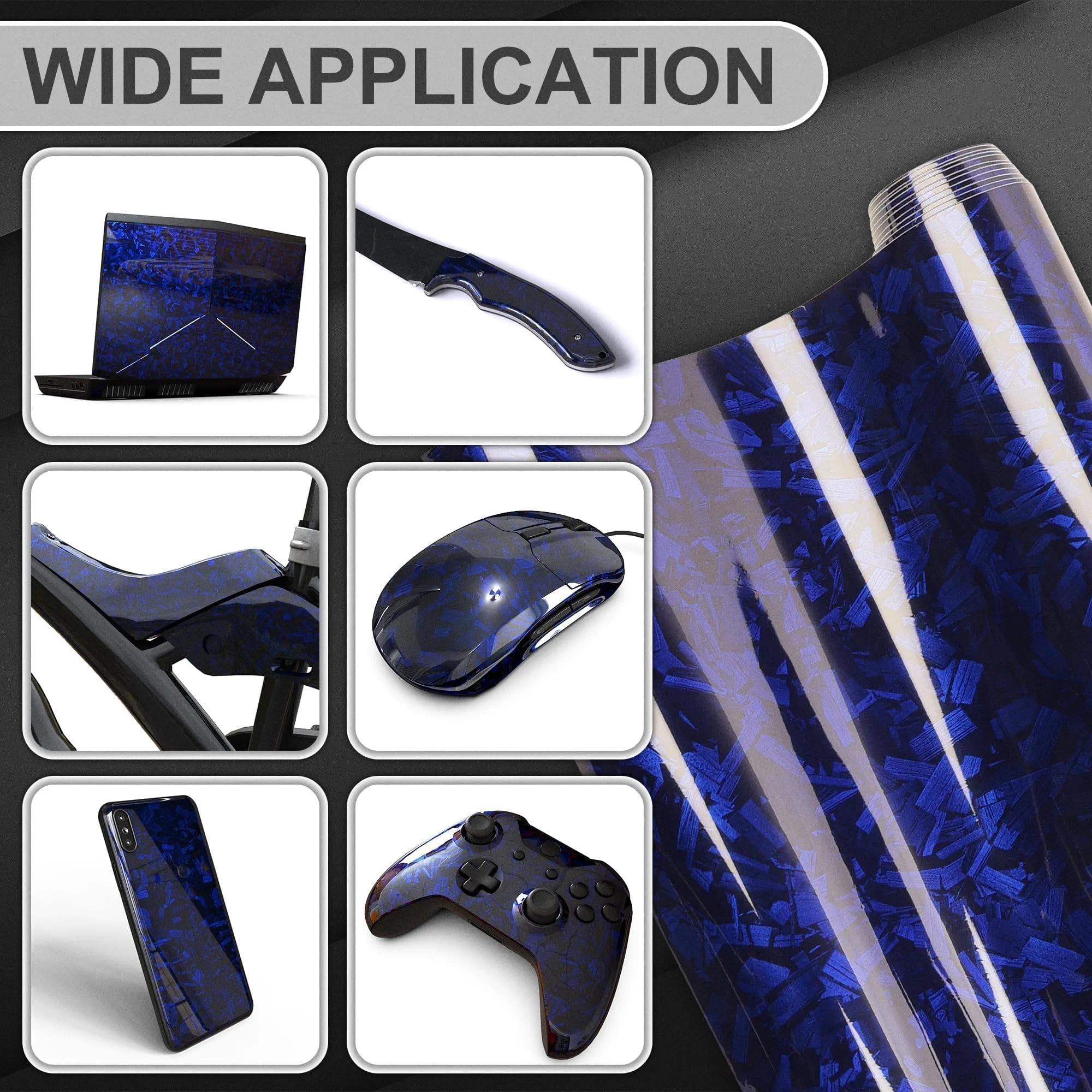 Purple Forged Carbon Fiber Vinyl Wrap, Foneso Self Adhesive Film, High Glossy Car Wrap Roll, Auto Interior Stickers Sheets Films Wraps Without Bubble for DIY Use 1ft x 5ft