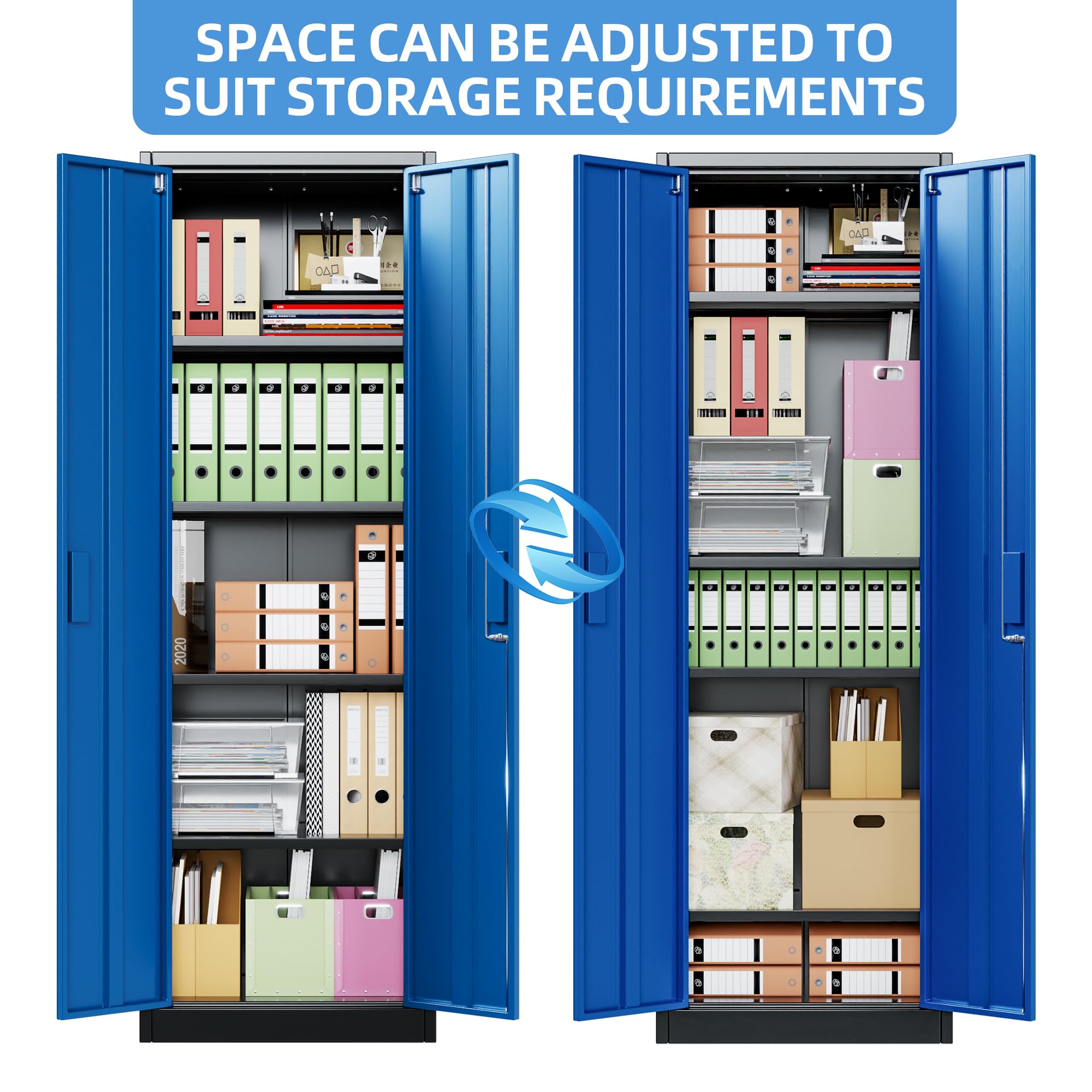 Metal Storage Cabinet with 2 Door and 3 Adjustable Shelves,140X80x40CM Steel Cabinet for Warehouse,Garage,Home,Office,Easy Assemble Required(Black/White)