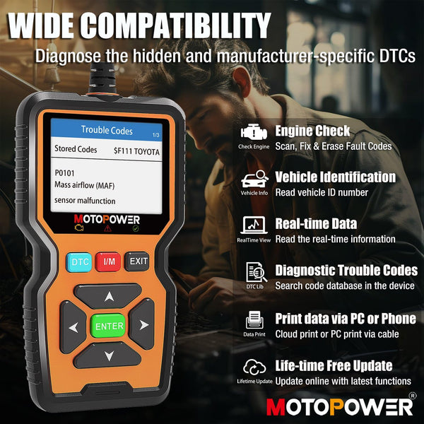 MOTOPOWER MP69038 Car OBD2 Scanner Code Reader Engine Fault Code Reader Scanner CAN Diagnostic Scan Tool - Elite Edition