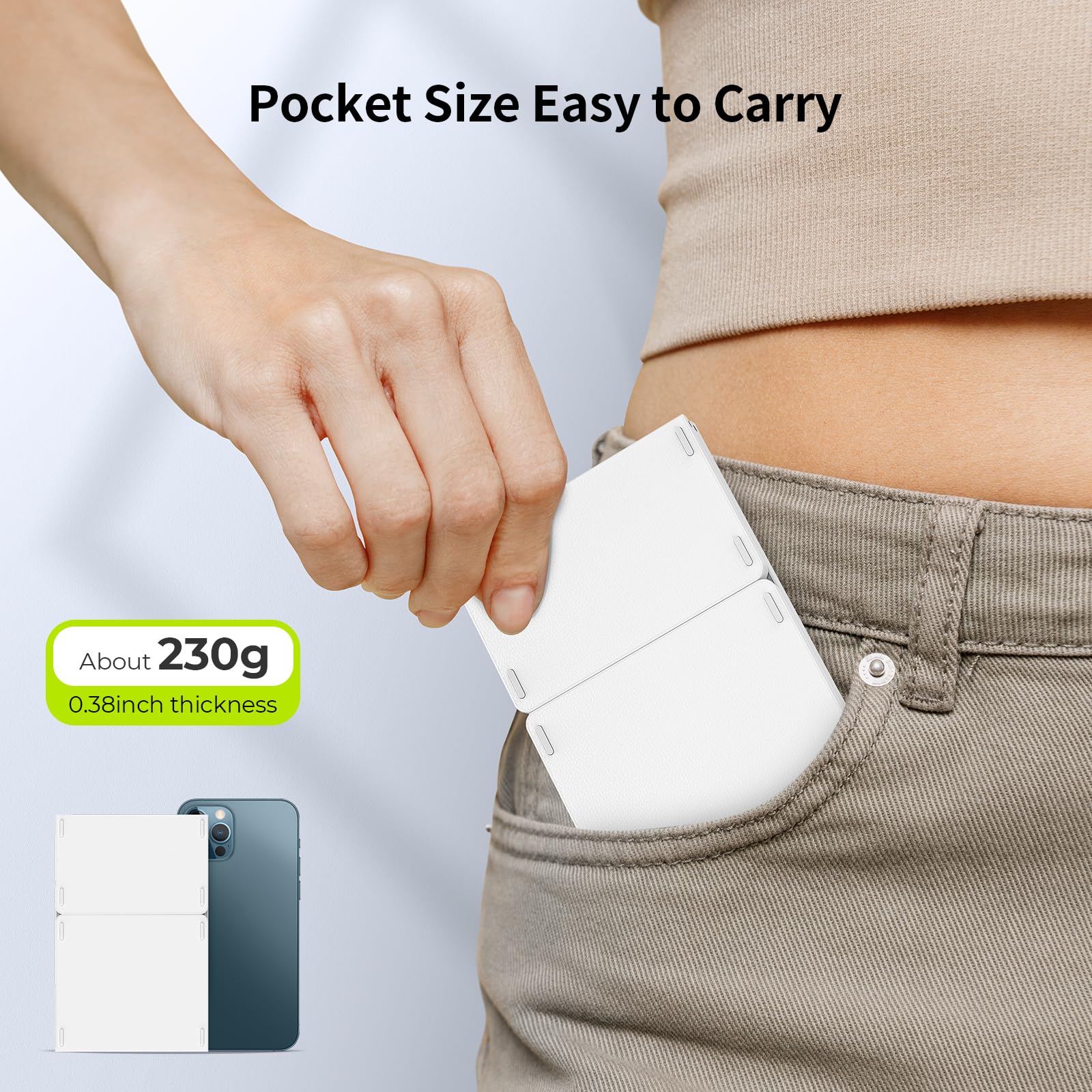 Seenda Folding Bluetooth Keyboard with Touchpad, Foldable Portable Travel Mini Wireless Keyboard, Rechargeable UK layout for iOS Android Windows PC Tablet phone ipad, Black and Grey