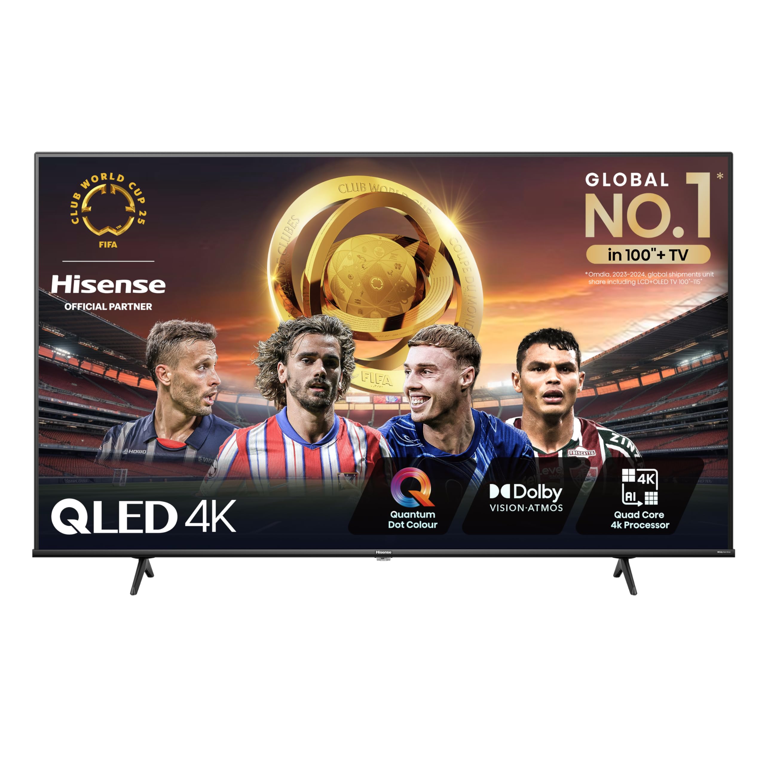 Hisense 55 Inch 4K QLED Smart TV 55E77NQTUK - Quantum Dot Colour, 4K AI Processor, Dolby Vision Atmos, Smooth Motion, Sports Mode, Vidaa OS with Freely, Youtube, Netflix and Disney+ (2024 Model)