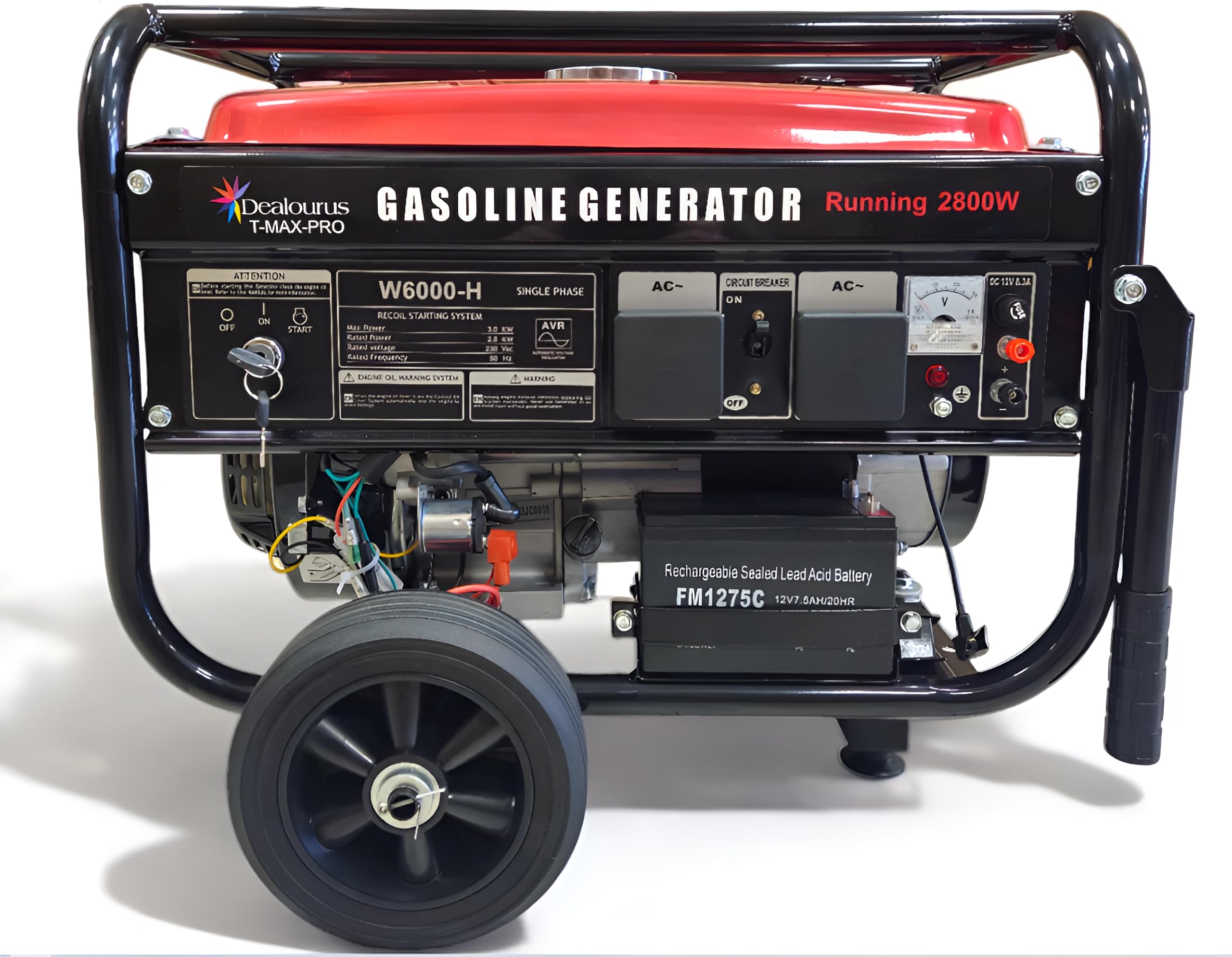 T-MAX Portable Petrol Generator 6000-WE ~ 3.0 KVA 8HP ~ Quiet Power Electric Key Start (Electric Key Start/Recoil Start)