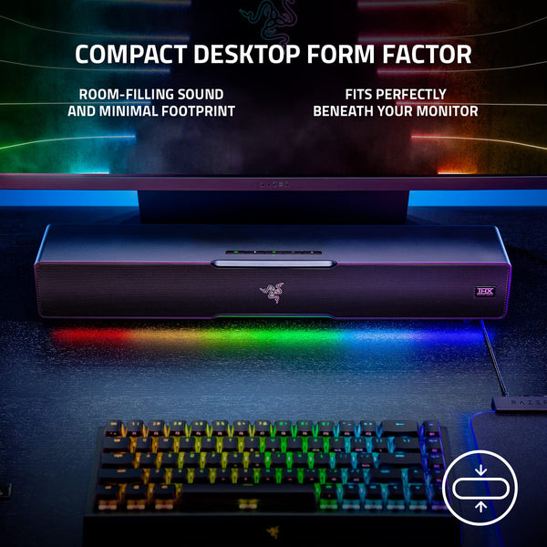Razer Leviathan V2 X - PC Gaming Soundbar (Full-Range Drivers, Compact Desktop Form Factor, USB Type C Power and Audio Delivery, Bluetooth 5.0) Black