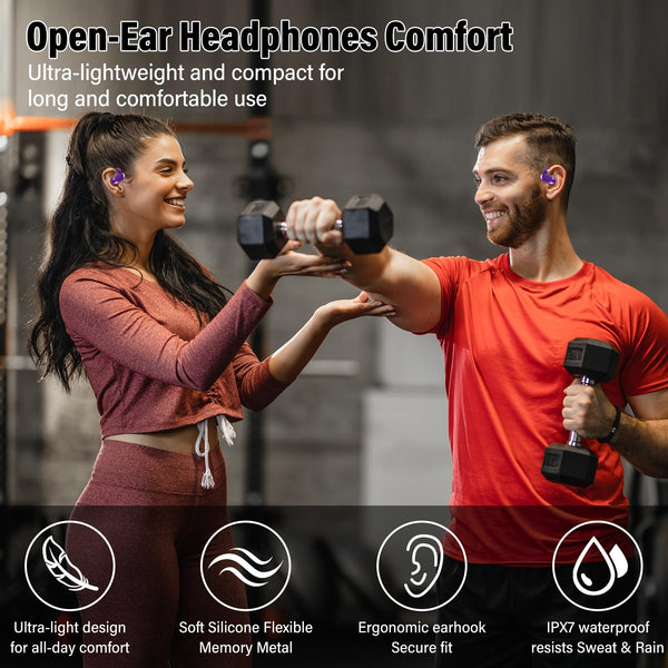 STECEi Open Ear Headphones, Bluetooth 5.4 Wireless Earbuds with Adjustable Ear Hooks, Powerful Sound, Air Conduction Earbuds with Mic, 36H playtime, Ultra-Comfort, IPX7 Waterproof Sports Earphones