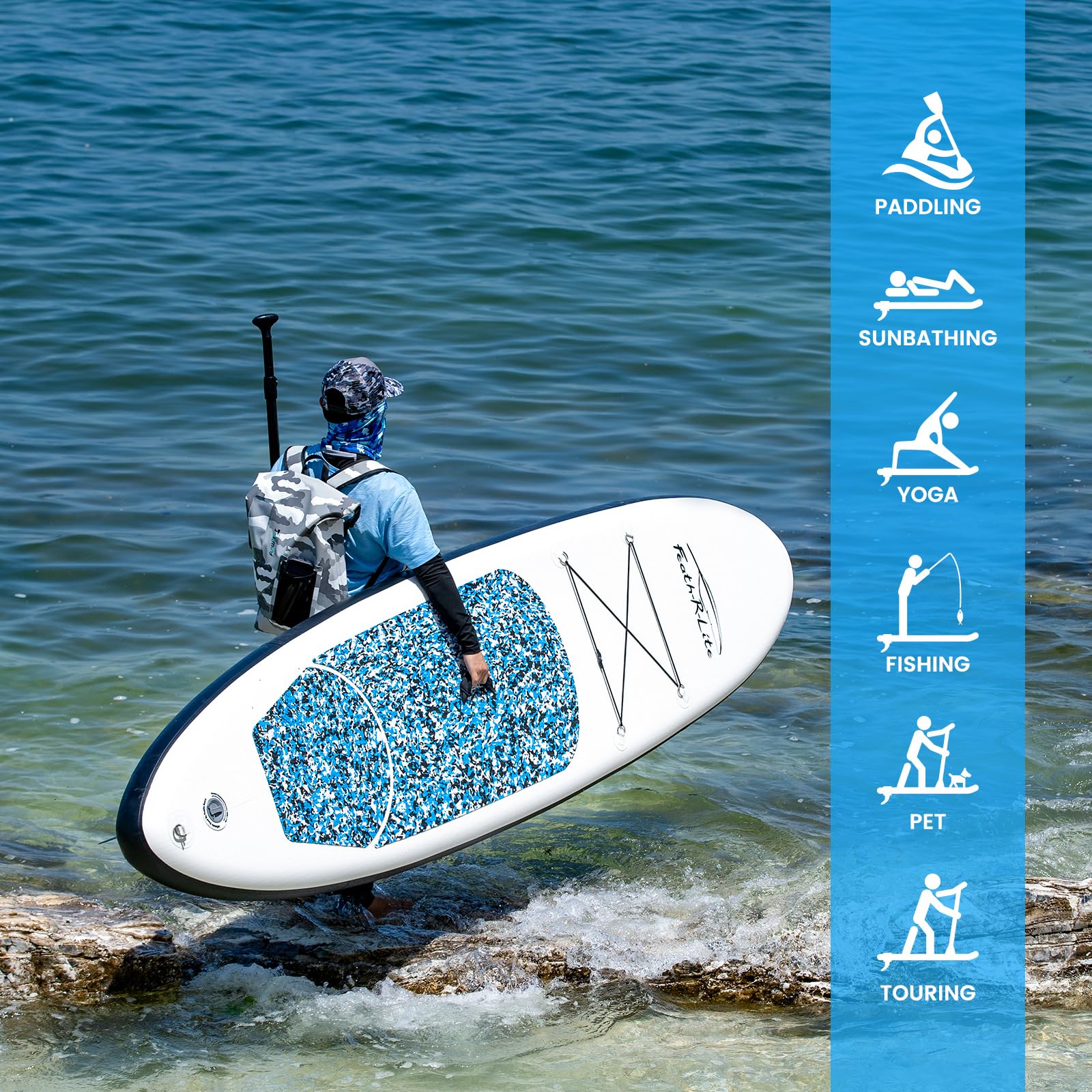 FunWater Inflatable Stand Up Paddle Board with Accessories,SUP Paddle Board Ultra-Light Includes ISUP,Adjustable Paddle,Pump,Dry Bag,Fin,Leash,Paddle Boards 11 FT for Youths and Adults