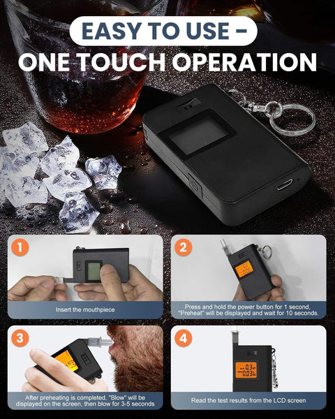 Loretta Breathalysers UK,Rechargeable Portable Breathalyzer,High Accuracy BAC Breathalyser with 12 Reusable Mouthpieces,Alcohol Tester for Home Family Dinner Travel Banquet Cars and Parties