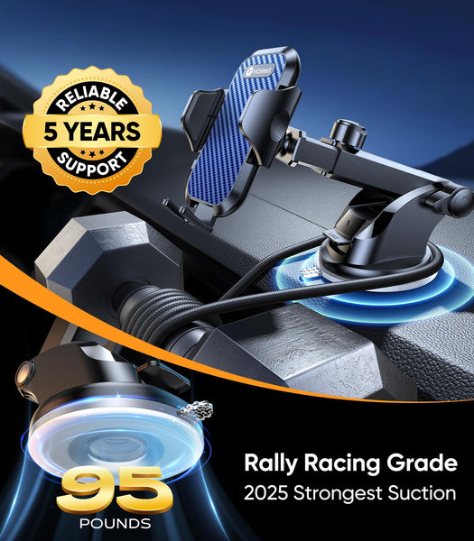 2025 BEST [Rally Racing-Grade] Car Phone Holder for Cars [88+LBS Strongest Suction] 3In 1 Dashboard Windscreen Vent Mobile Phone Holder for Car [Big phone & Thick Case Friendly] for iPhone Samsung