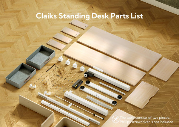 Claiks Electric Standing Desk with Drawers, 120x60cm Height Adjustable Desk with Storage Shelf and Splice Board, Stand Up Desk for Home Office, White Frame/Maple Top