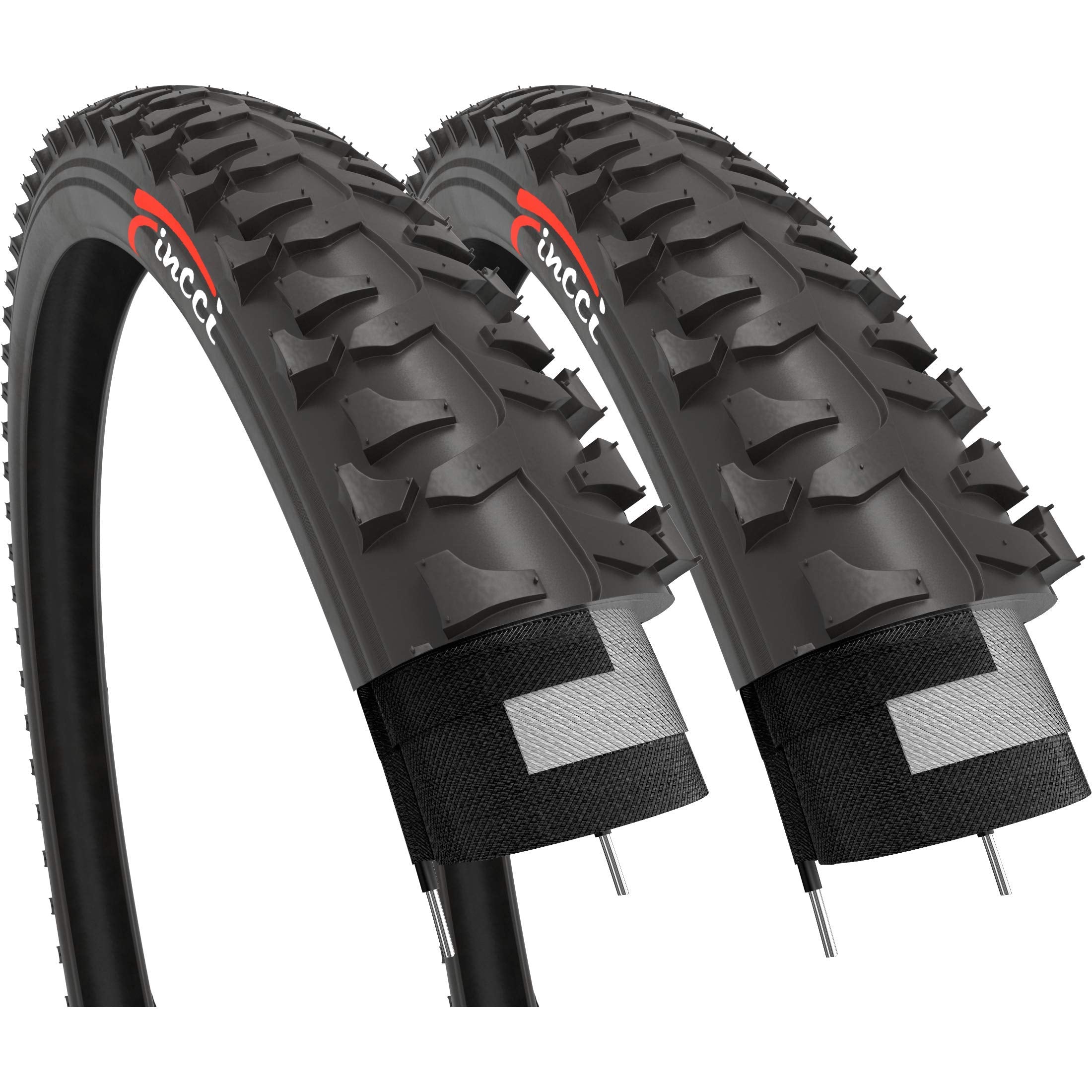 Fincci 20x1.75 Inch Bike Tyres, 47-406 ? Pack of 2, Tires for BMX, MTB, Mountain, Offroad, and Kids' Bicycles
