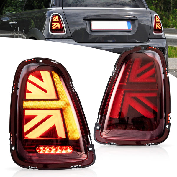 VLAND LED Rear Lights Compatible with Mini Cooper R56 R57 R58 R59 2007-2013, w/Startup Dynamic Display & Sequential Turn Indicator, 1 Set (Red)