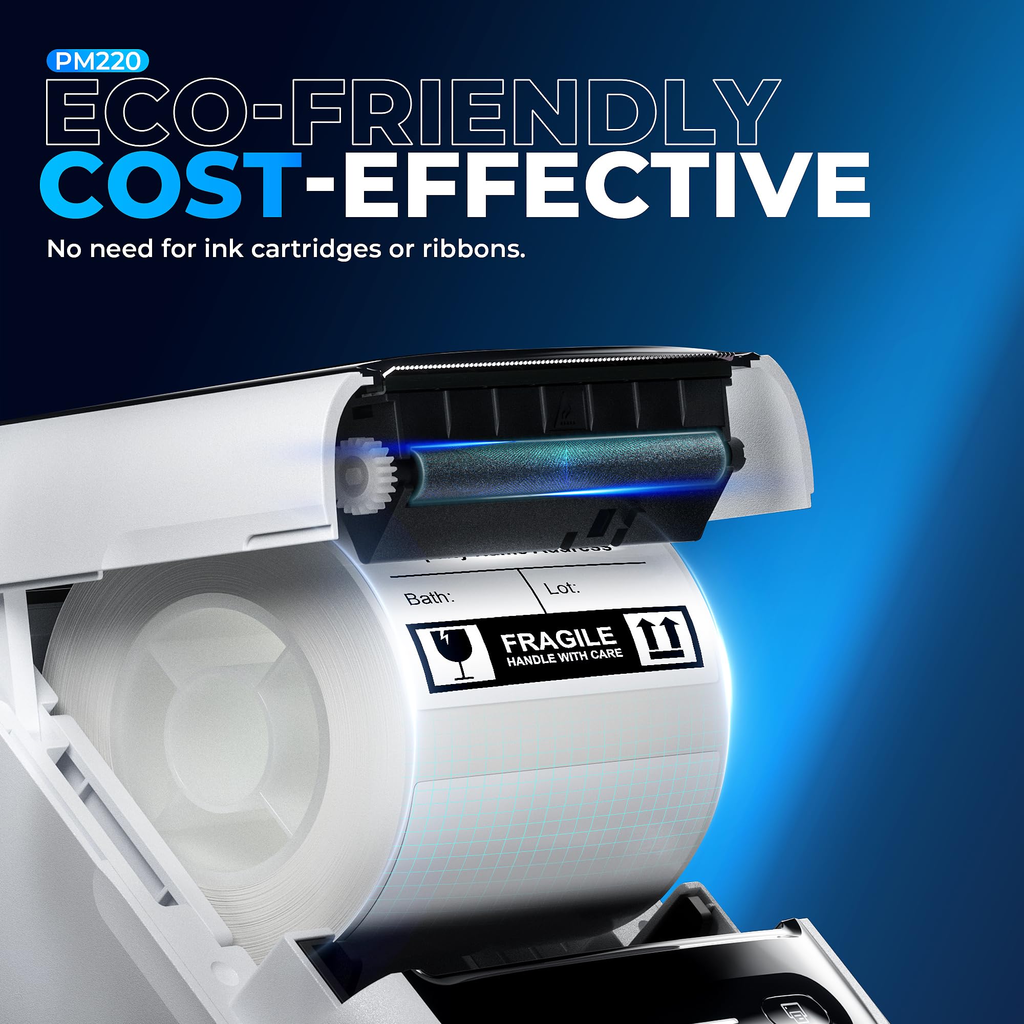 Nelko PM220 Bluetooth Thermal Label Printer, 2 Inch Portable Label Maker Machine for iOS & Android Phone, sticker printer for Clothing, Retail, Address, Barcode, Home, with 1 Roll 40x30mm（White）2 pack