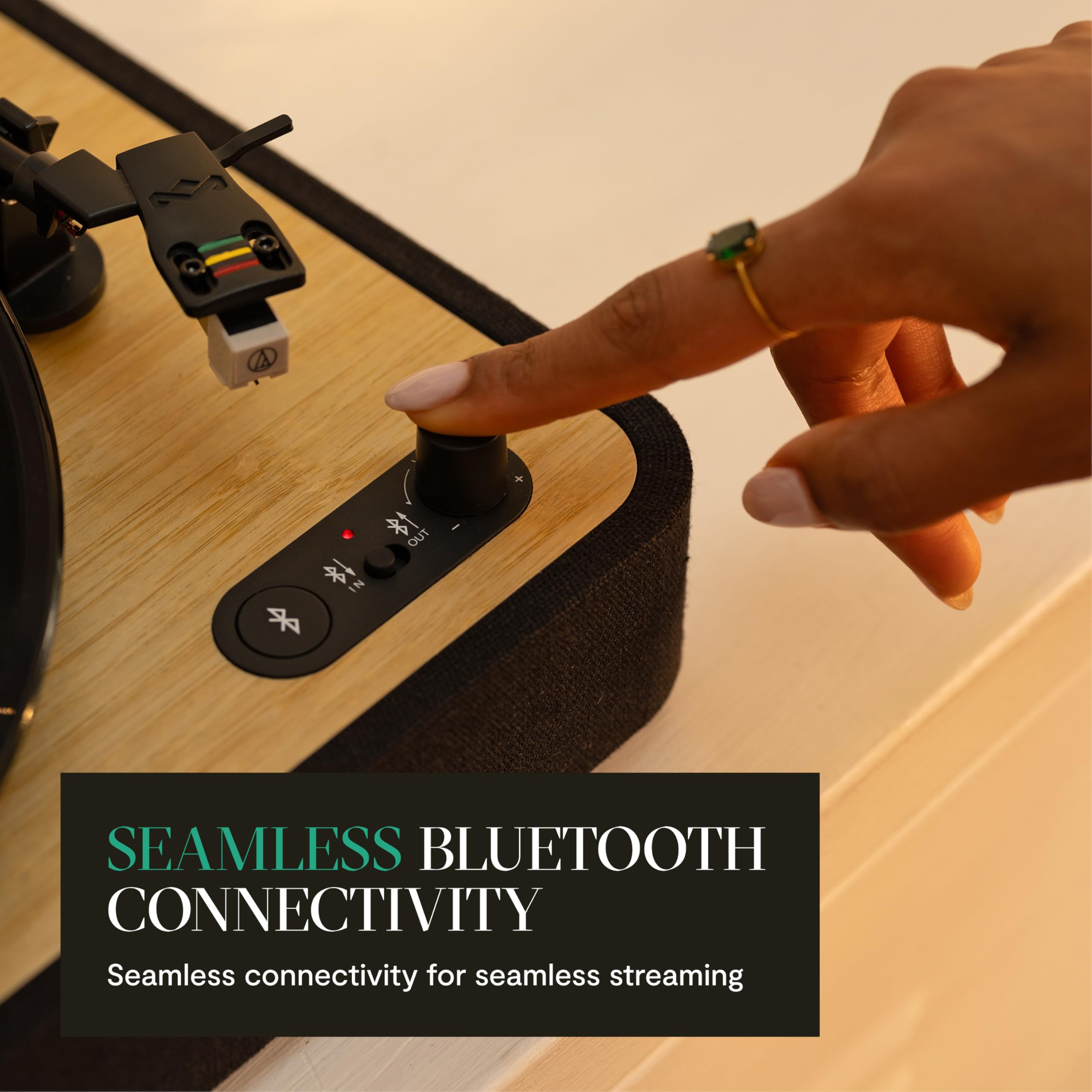 House of Marley Revolution Wireless Turntable - Bluetooth Record Player, 3-Speed Sustainably Made Vinyl Player, Easy Set Up Home Turntables for Vinyl Records with Dust Cover, Audio-Technica Cartridge