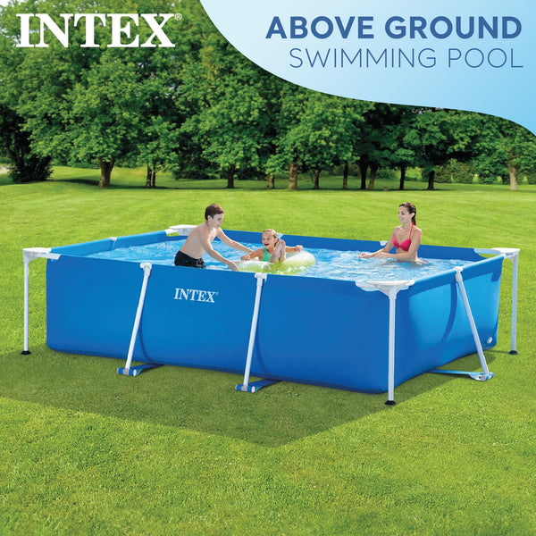 INTEX | 28272 Metal Frame Rectangular Outdoor Swimming Pool, Filter Pump Not Included, Capacity 3834 L, Measures 300 x 200 x 75 Centimeters - Colour Blue