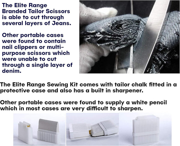 Elite Range Professional Sewing Kit - Portable Sewing Accessories Bag - Includes Full Size Tailor Scissors