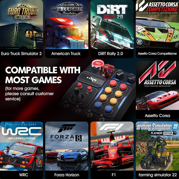 PXN CB1 Button Box, ETS2 Buttons Box, PC Control Box for Racing, Truck, Flight & Farm Simulator Games | 19 Sim Buttons & Switches, Adjustable RGB Lighting, Mounting Clamp