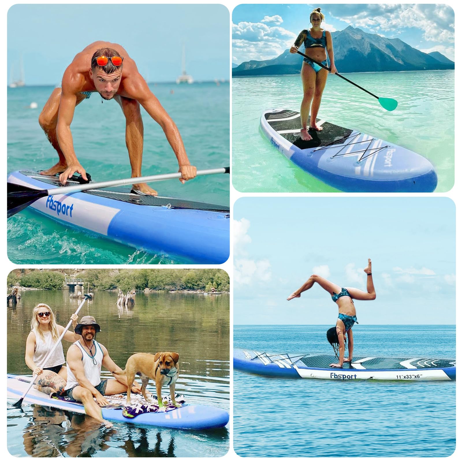 FBSPORT Inflatable Stand Up Paddle Boards,SUP Board,6" Thick Stand Up Paddle Boarding,Paddling Board for Youth & Adult,Surfboard,SUP with Adjustable Paddle/Backpack/Pump/Removable Fin