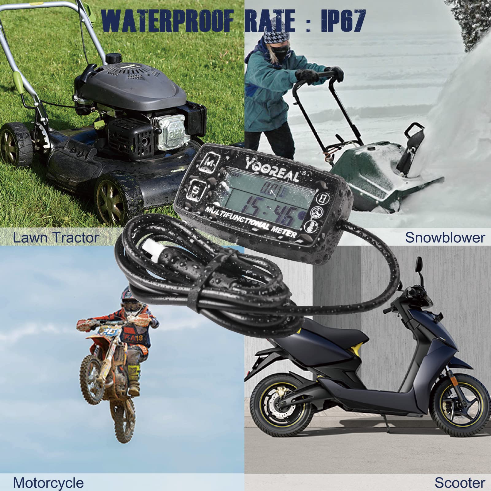 Yooreal Engine Temperature Gauge,TEMP Meter,User Shutdown Tachometer for Scooter Snowmobile Mini Bike Motorcycle Lawn Mower Generator Dump Truck