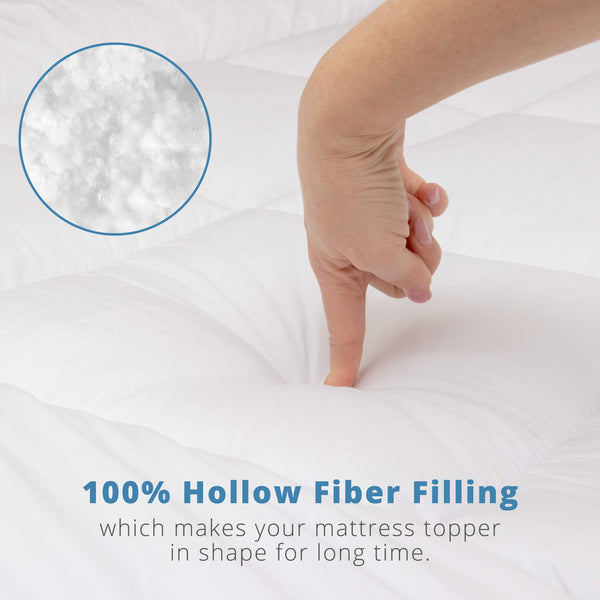 ACRALI HOME Luxury Thick Mattress Topper Double Bed – 4 Inch Extra Thick, Hotel Quality, Quilted and Breathable Topper with Elasticated Corner Straps for Superior Comfort and Fit