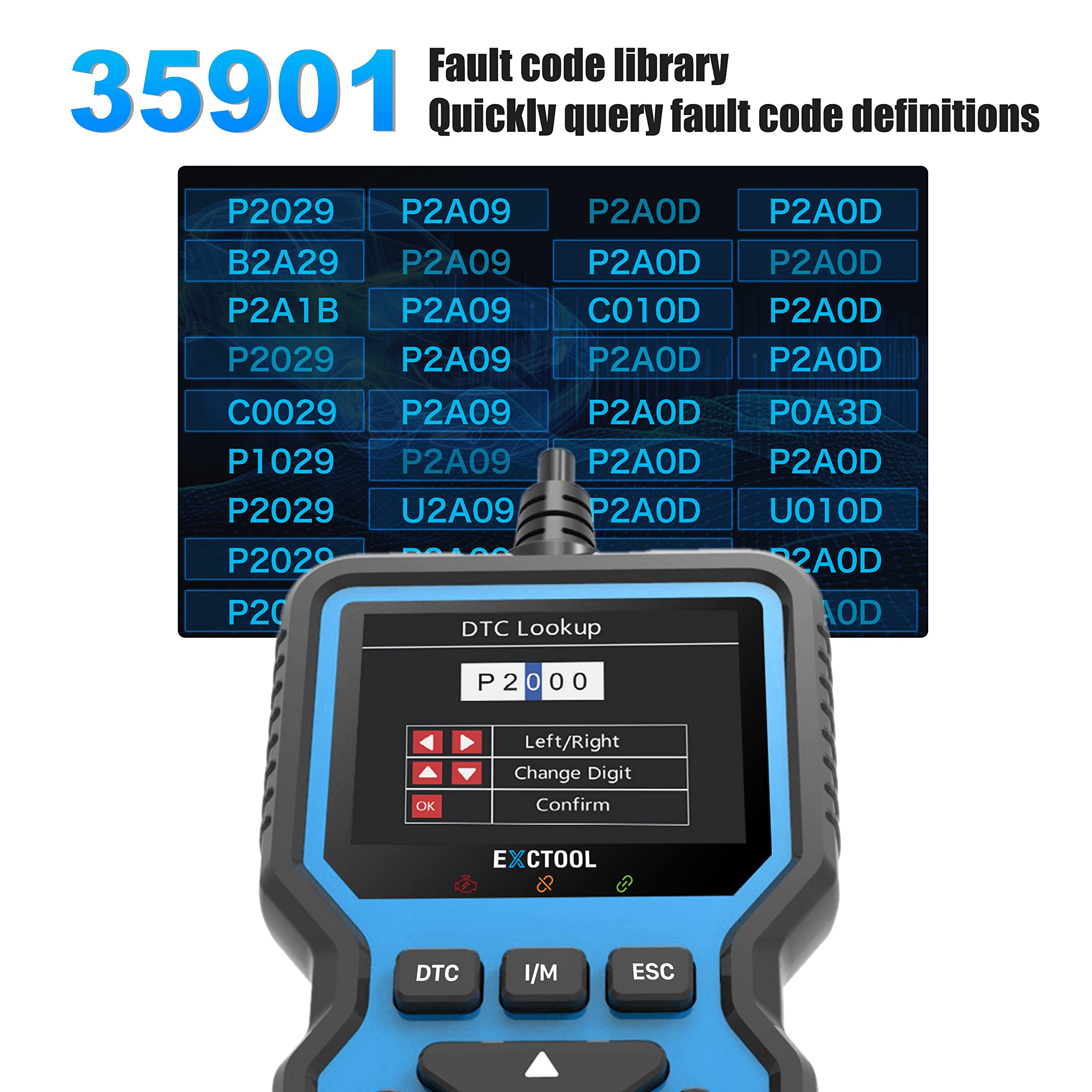 OBD2 Scanner Car OBD II Code Reader with Reset Auto Enhanced Full OBD Mode Check Engine Light Diagnostic Scan Tool for 2001+ Petrol & 2004+ Diesel Vehicles, Red