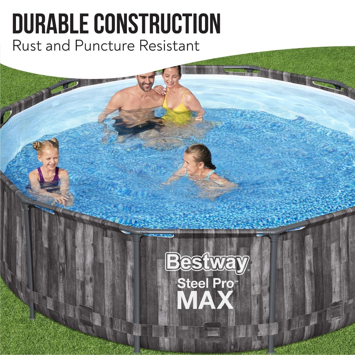 Bestway, Steel Pro Pool Max Swimming Pool, Above Ground Swimming Pool, Metal Frame Pool, 12ft