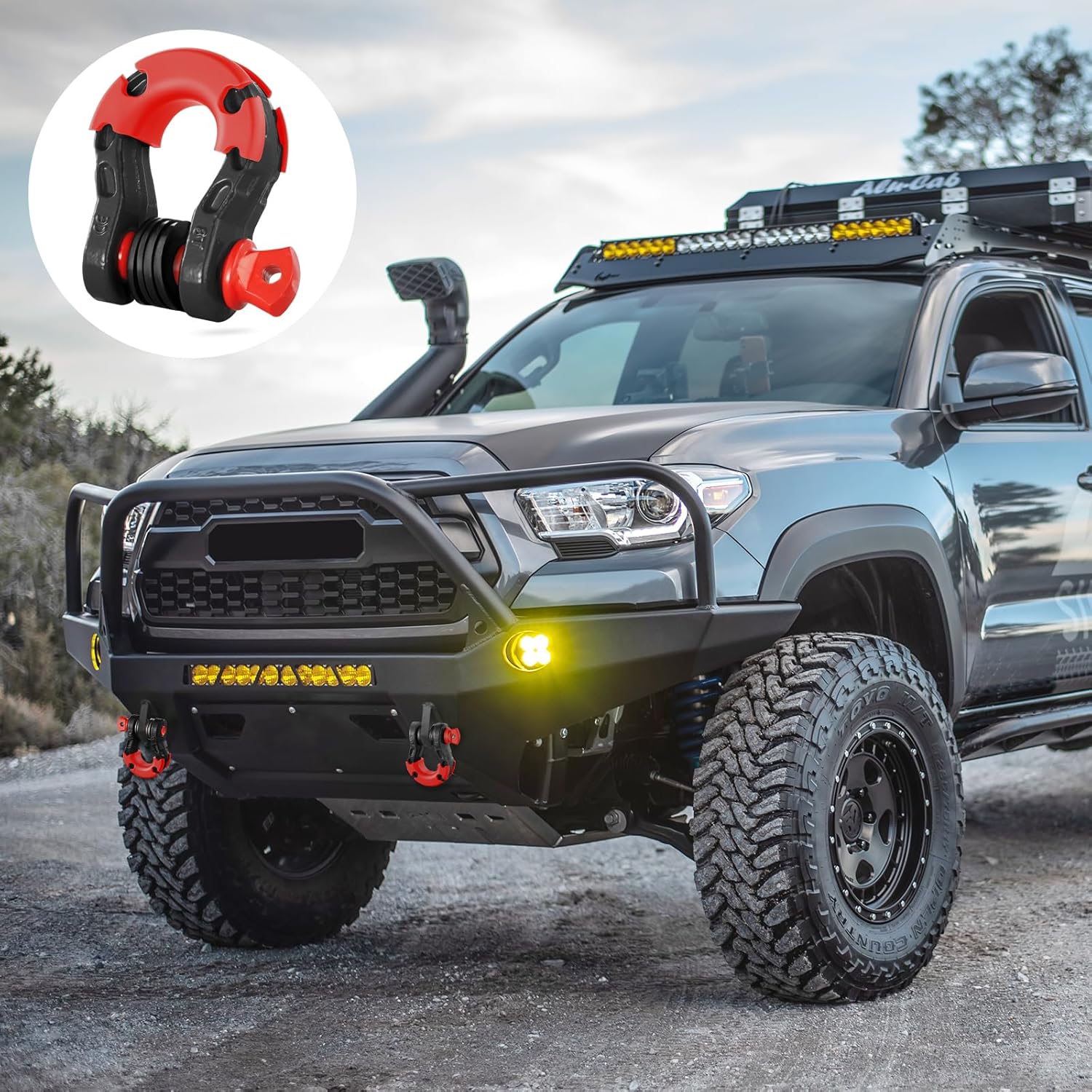 VEVOR 3/4" D-Ring Shackle, 2 Pack Alloy Steel Shackles 66139 lbs (30 Ton) Break Strength with 7/8" Screw Pin, Isolators & Washers, Heavy Duty Off Road Vehicle Recovery Shackle for Jeep Truck, Black