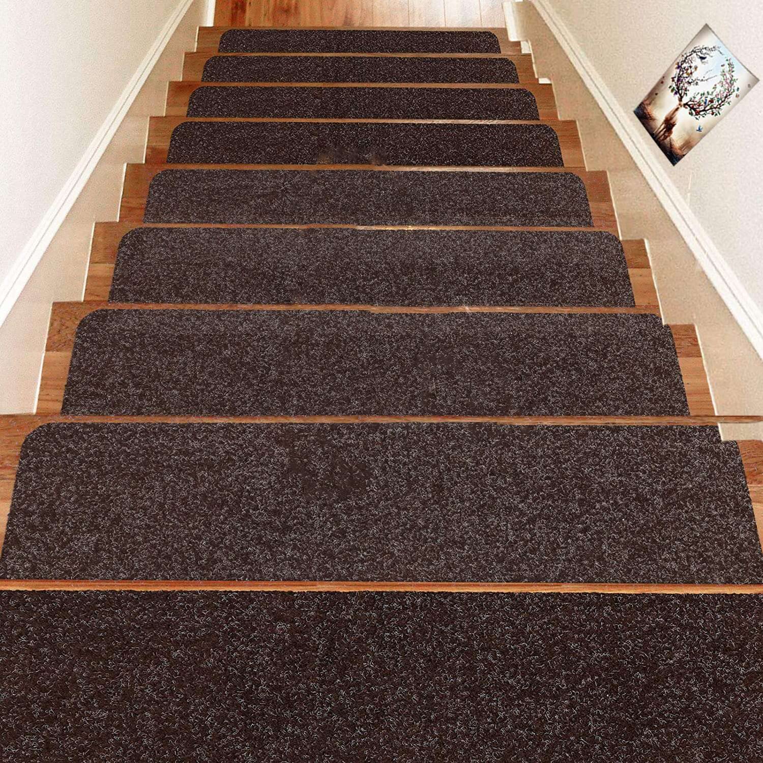 DLD Stair Treads 8"x30" Non-Slip Indoor Stair Runners for Wooden Steps, 14-PackAnti-Slip Strips for Safety and Grip