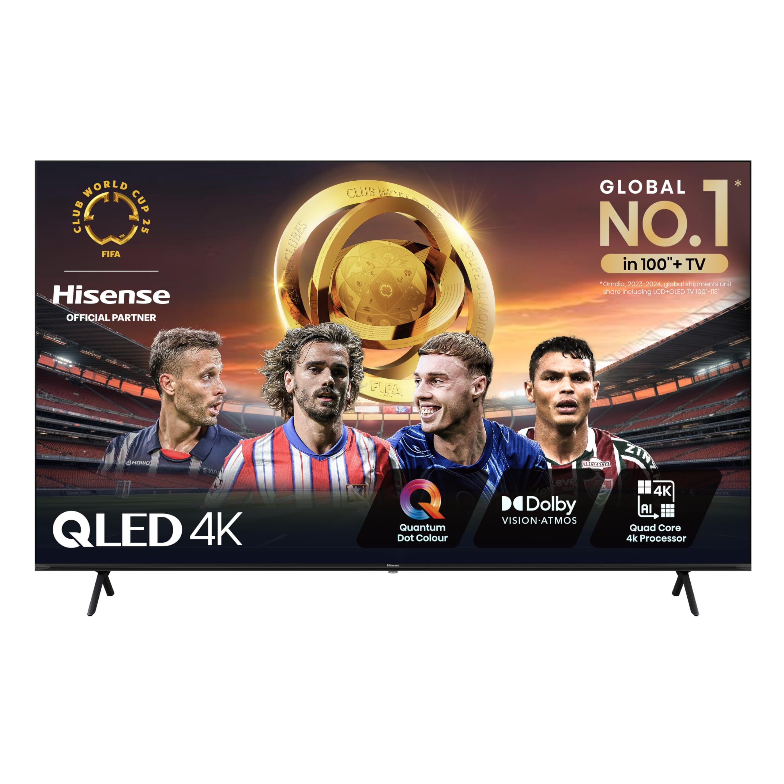 Hisense 55 Inch 4K QLED Smart TV 55E77NQTUK - Quantum Dot Colour, 4K AI Processor, Dolby Vision Atmos, Smooth Motion, Sports Mode, Vidaa OS with Freely, Youtube, Netflix and Disney+ (2024 Model)