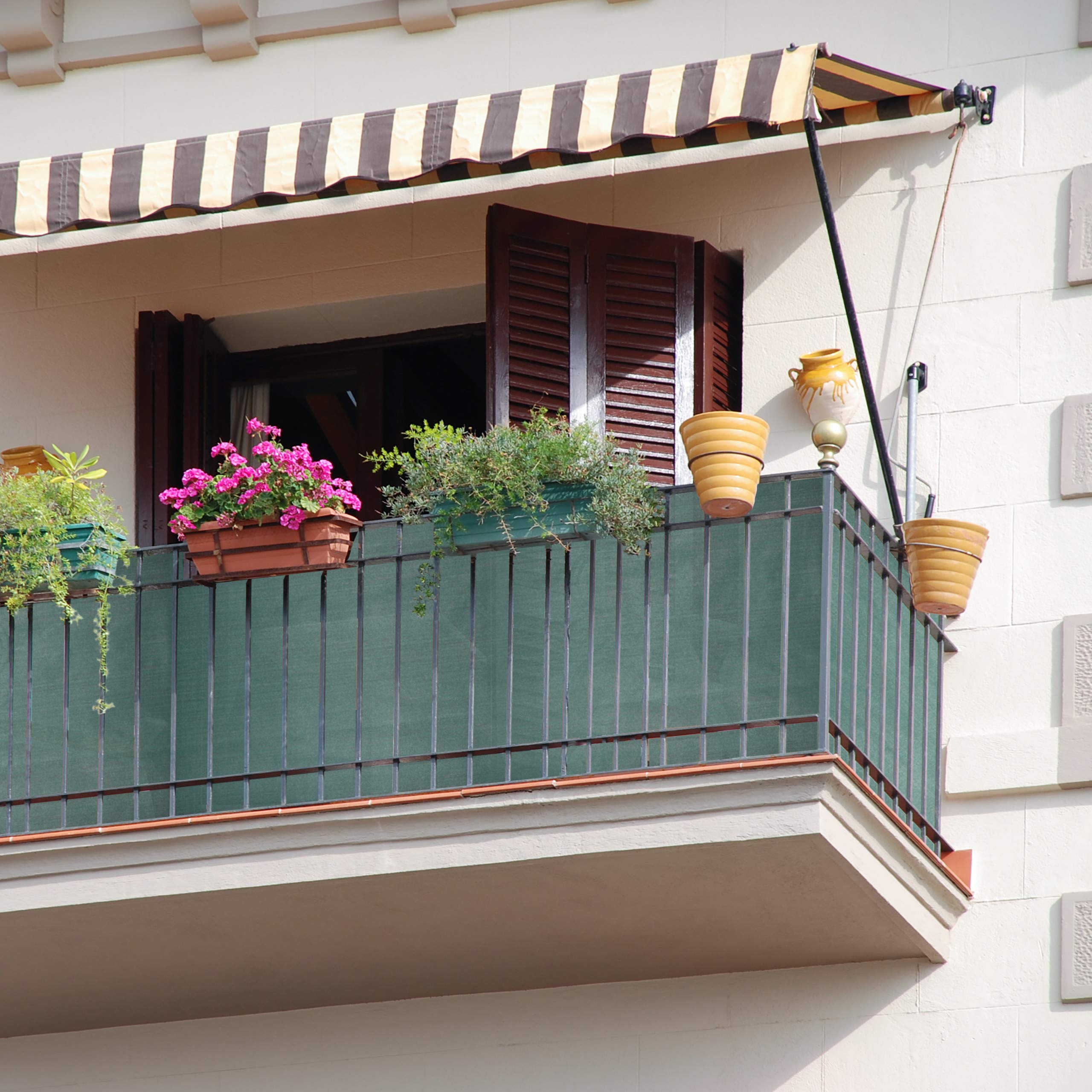 Relaxdays Fence Netting, Privacy Shield For Fences & Railing, HDPE Net, UV-resistant, Weatherproof, 1.2 x 10 m, Green