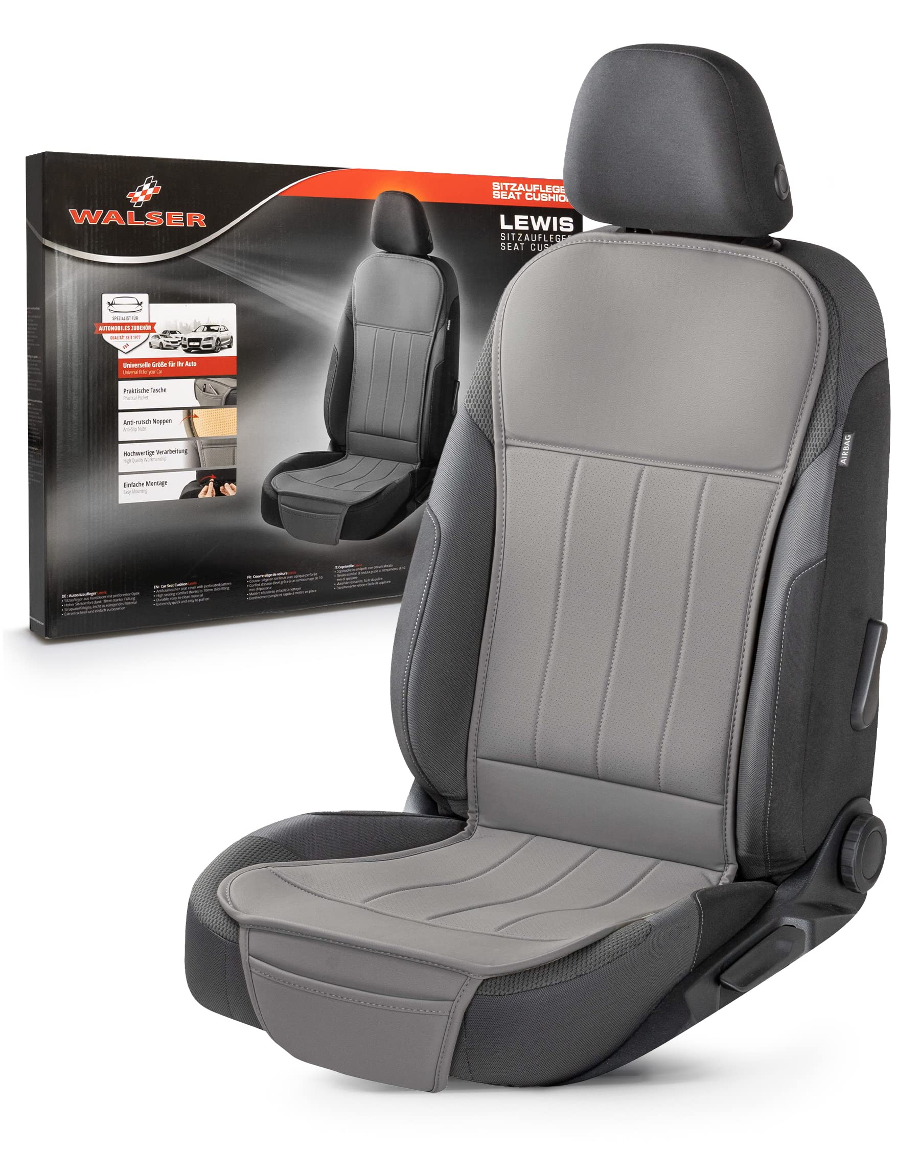 Walser Premium Car seat cover Lewis, universal seat cover and protective pad in black, seat protector for cars and vans