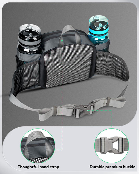 Waterfly Hiking Waist Pack Bum Bag Waist Bag with Bottle Holder Running Bag for Camping Climbing Travel Cycling and Dog Walking