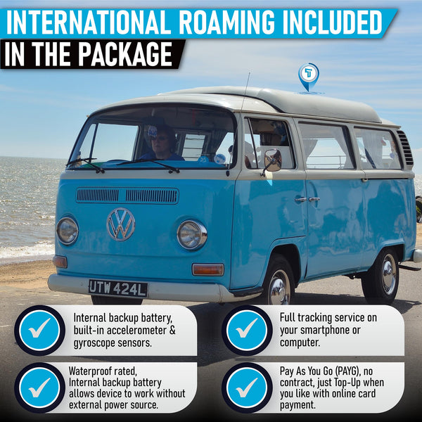 FMT100+ GPS Tracker - Real Time Vehicle Tracker Device - Van, Motorcycle, Caravan, Motorhome, Tractor, Coach, Bike & Car Tracker - Pay As You Go, 12-24V Self Install Including SIM & Data