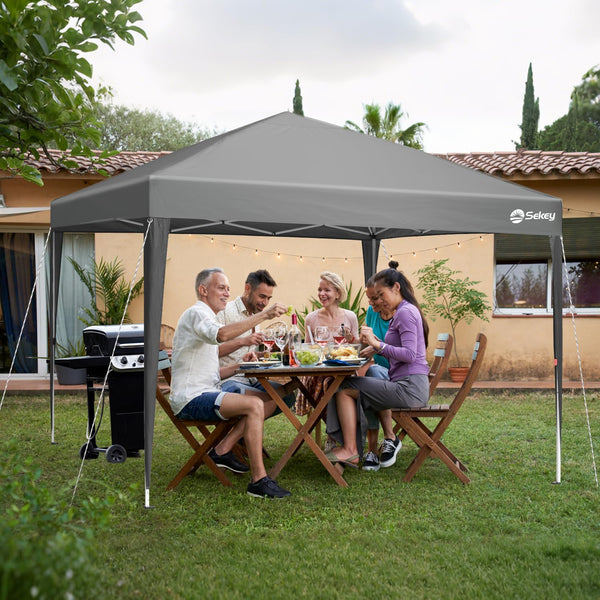 Sekey One-Touch Pop Up Gazebo with Sides 3m x 3m, Heavy Duty Gazebo with 4 Pack Gazebo Weights Bags, Instant Setup, Waterproof 1000mm (Grau, 3m x 3m without Sides)
