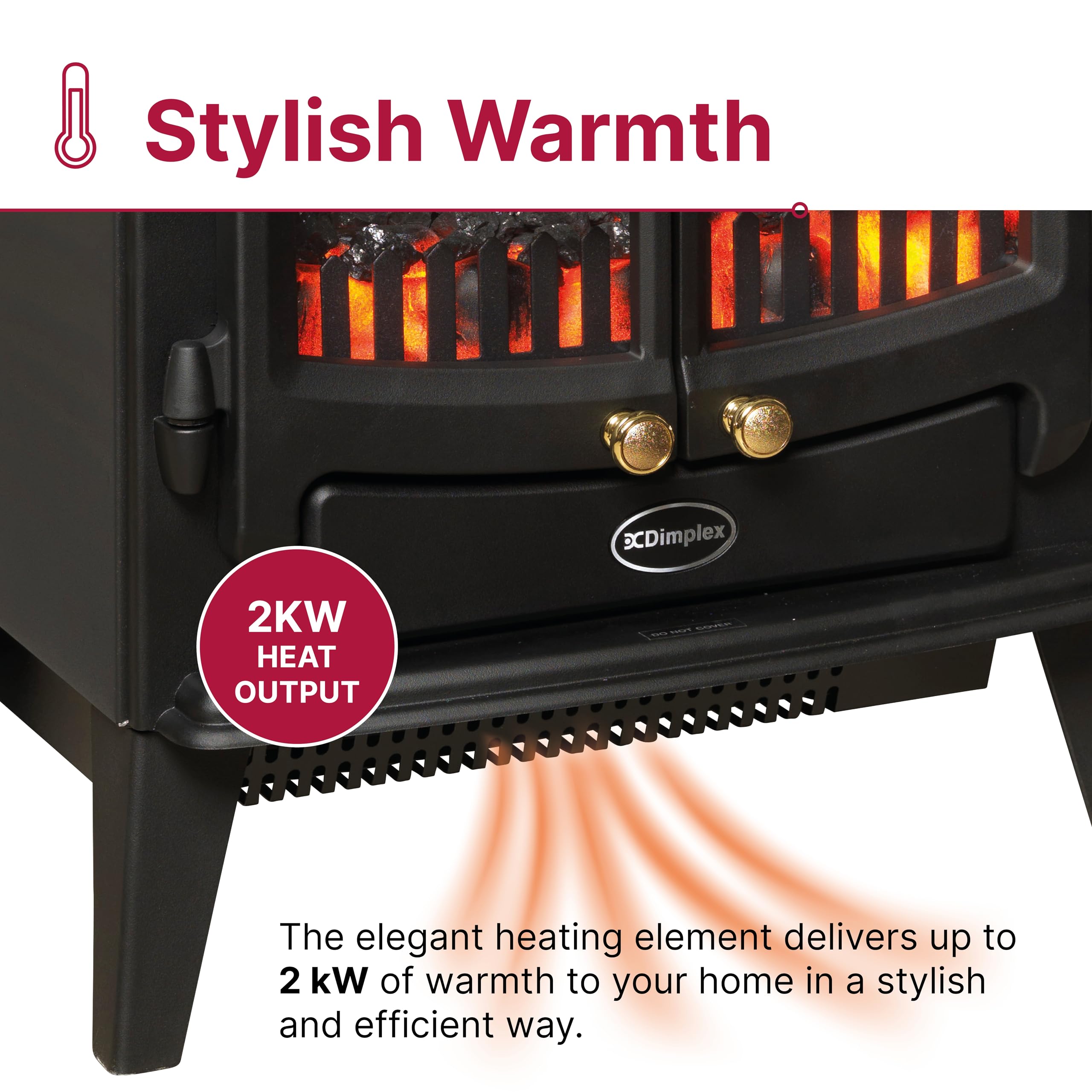 Dimplex Tango Optiflame Electric Stove, Black Freestanding Fire with Coal Fuel Bed, LED Flame Effect, Thermostat, 2kW Fan Heater, A Choice Of 1000 or 2000 Watt Heat Settings and Remote Control