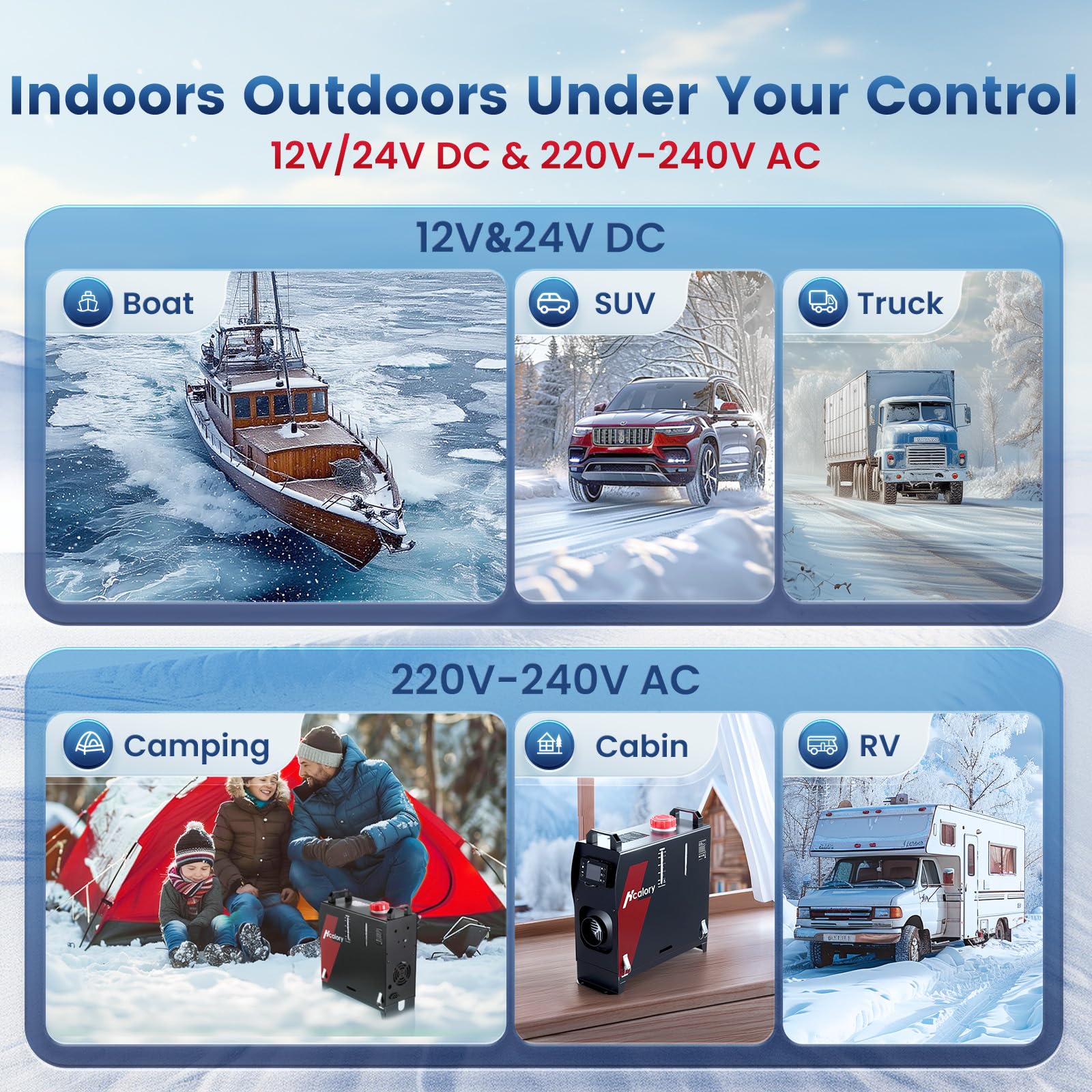 8KW Diesel Heater, HBS1S Portable Diesel Air Heater with App Control, 10-Temperature Settings, 18% Boost in Burning Efficiency, Auto Start-Stop, and 240V AC 12V 24V DC, for Car, Campers, 2025 Upgraded