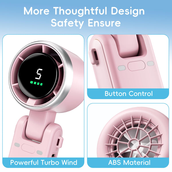 Morelax Personal Handheld Fan,High-Speed Turbo Fans,5-Speed with LED Display,Powerful Motor,4000mAh,USB Rechargeable Portable Cooling Fan for Outdoor Activities,Travel,Working,White
