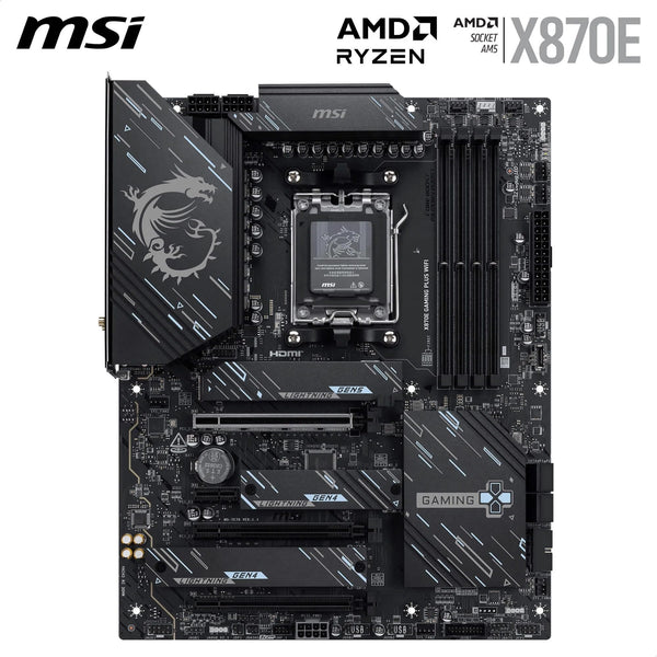 MSI X670E GAMING PLUS WIFI Motherboard, ATX - Supports AMD Ryzen 9000 / 8000 / 7000 Series Processors, AM5 - 80A SPS VRM, DDR5 Memory Boost 7800+ MHz/OC, PCIe 5.0 x16, M.2 Gen5, Wi-Fi 6E