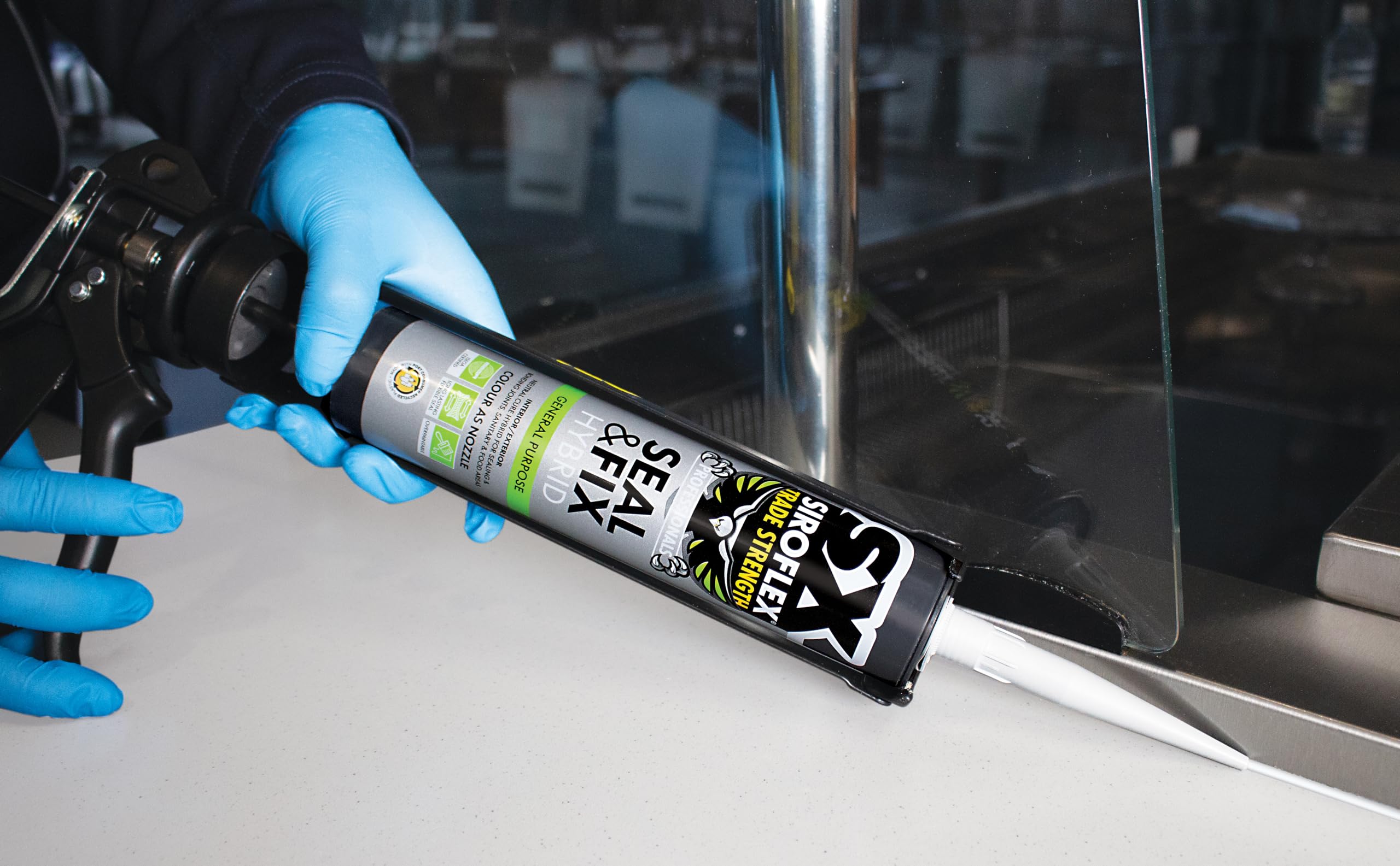 SX Trade Strength Black Seal and Fix - Universal Adhesive and Sealant - Hybrid Technology - Interior and Exterior - Water & Weather Resistant - Food Safe - 290ml