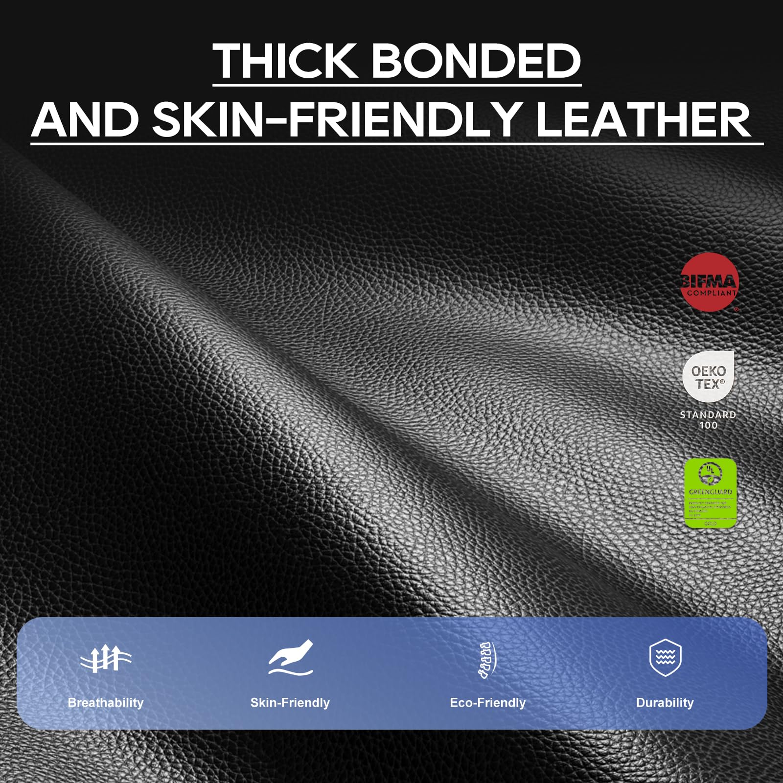 COLAMY Executive Office Chair with Footrest - Ergonomic High Back Design, Thick Bonded Leather Computer Chair with Removable Lumbar Pillow, Recliner Desk chair for Home Office Work Comfort (Black)